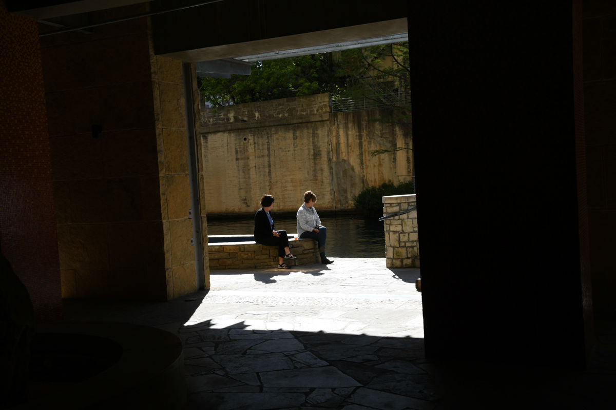 077 Toni Allen and Mary Scott enjoy a serene moment on the Riverwalk.JPG